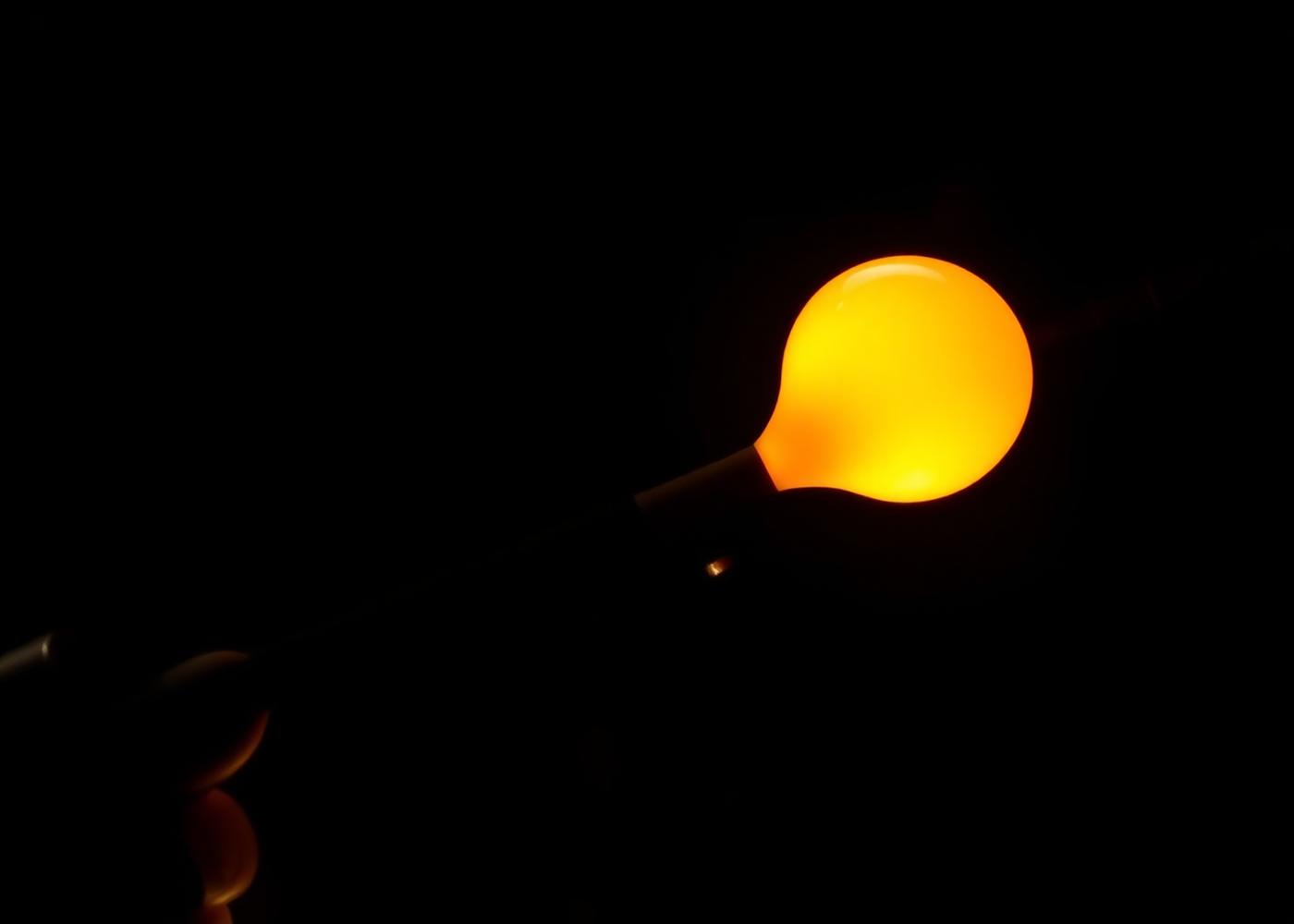 Molten glass at the furnace